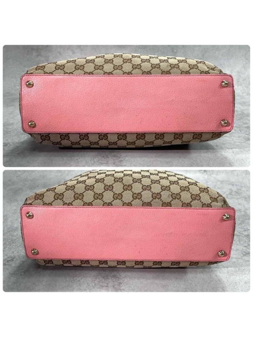 Gucci GG Tote Pink Canvas Leather Beige Logo - Picture 8 of 10
